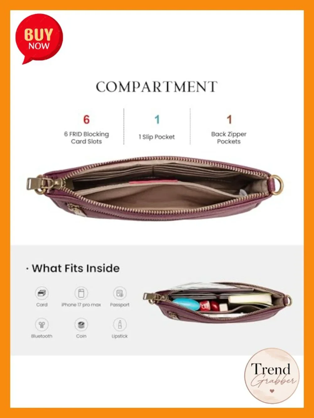 Leather Wristlet Wallet for Women Crossbody Bag Clutch Purse with Tassel